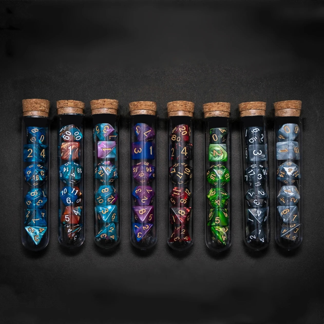 7Pcs Transparent RPG Dice Set - Polyhedral D&D COC Dice with Fantasy Potion Flask for Tabletop Games