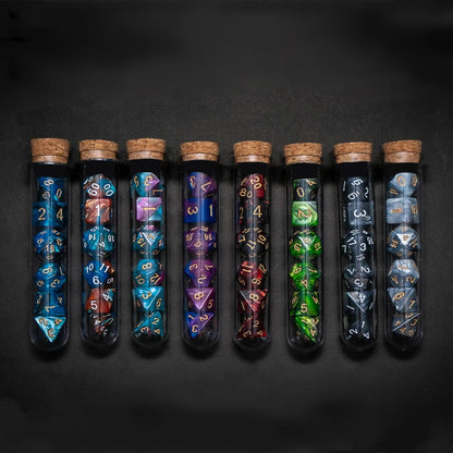 7Pcs Transparent RPG Dice Set - Polyhedral D&D COC Dice with Fantasy Potion Flask for Tabletop Games