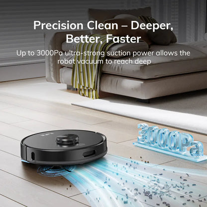 ILIFE A20 Robot Vacuum and Mop Combo – LiDAR Navigation, 3000Pa Suction, Smart Mapping, App/Alexa Control, Ideal for Pet Hair