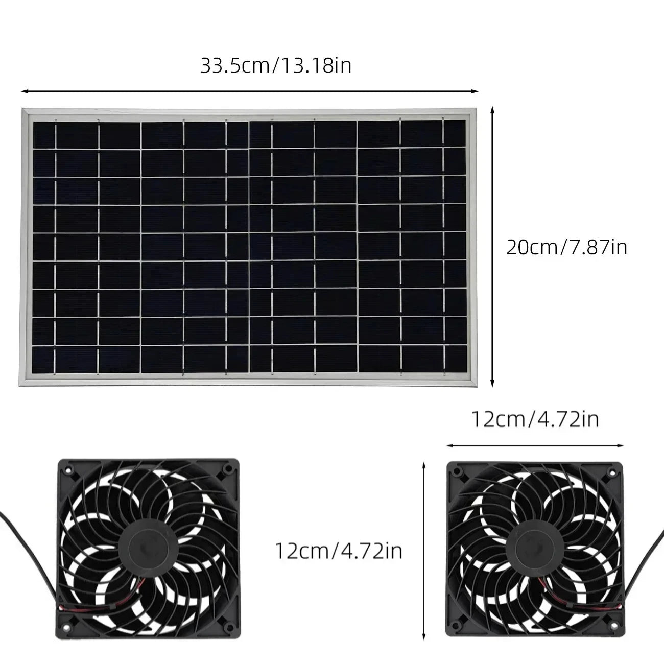 Heat Dissipation Solar Exhaust Fan Kit - 10W/15W Dual Fan Ventilation for Greenhouses & Chicken Coops