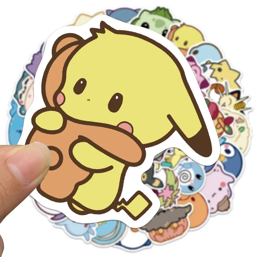 10/30/50-Piece Kawaii Pokémon Sticker Set - Pikachu & Bulbasaur Cartoon Decals for Phones, Diaries & Luggage