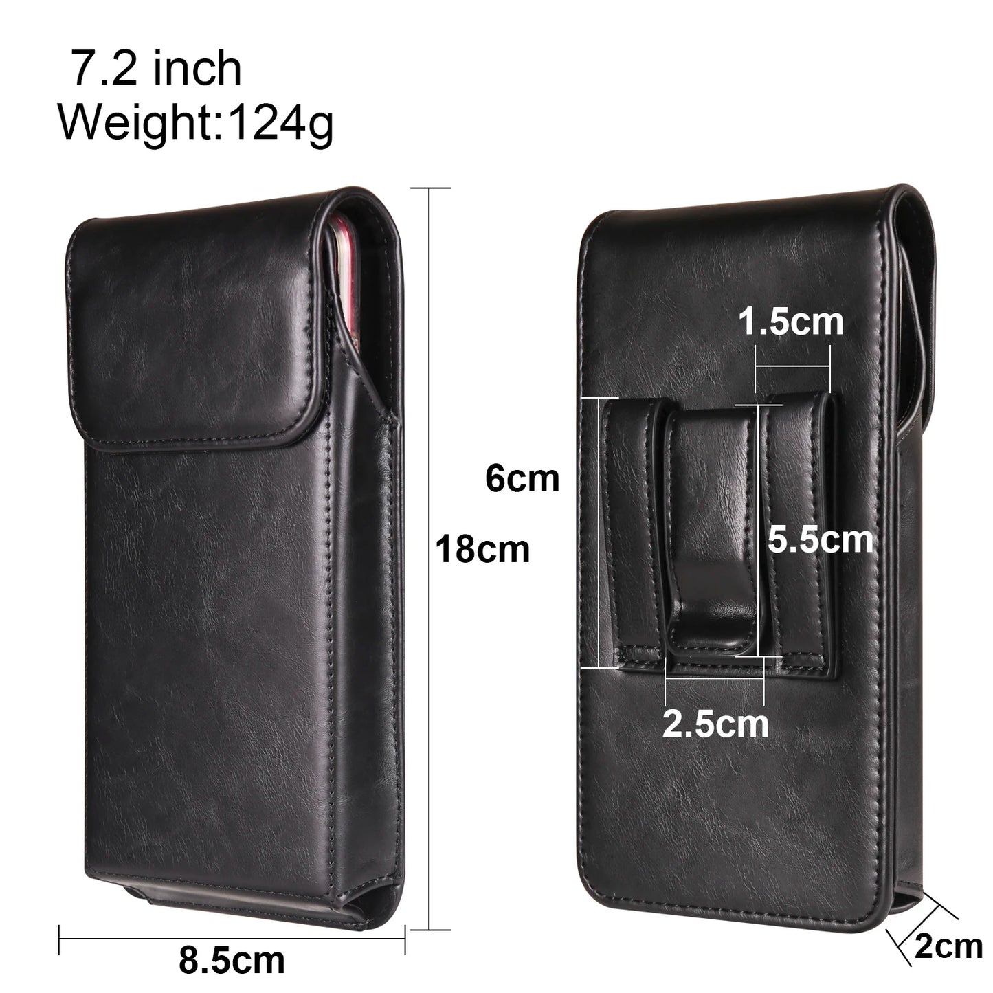 FULAIKATE 6.1"-7.2" Men's Leather Waist Phone Bag – High-Grade Crazy Horse Vertical Pouch for iPhone 14 Pro Max & Samsung Note23
