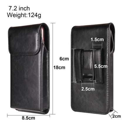 FULAIKATE 6.1"-7.2" Men's Leather Waist Phone Bag – High-Grade Crazy Horse Vertical Pouch for iPhone 14 Pro Max & Samsung Note23
