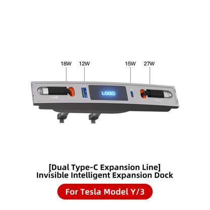 27W Quick Charger USB Hub – Intelligent Docking Station & Splitter for Tesla Model 3 & Model Y