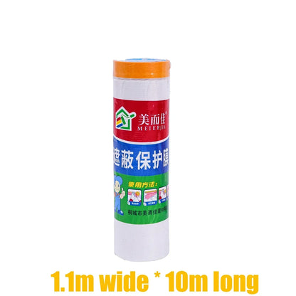 10M Pre-Taped Masking Film Disposable Dust-Proof Plastic Drop Cloth for Painting & Furniture Protection