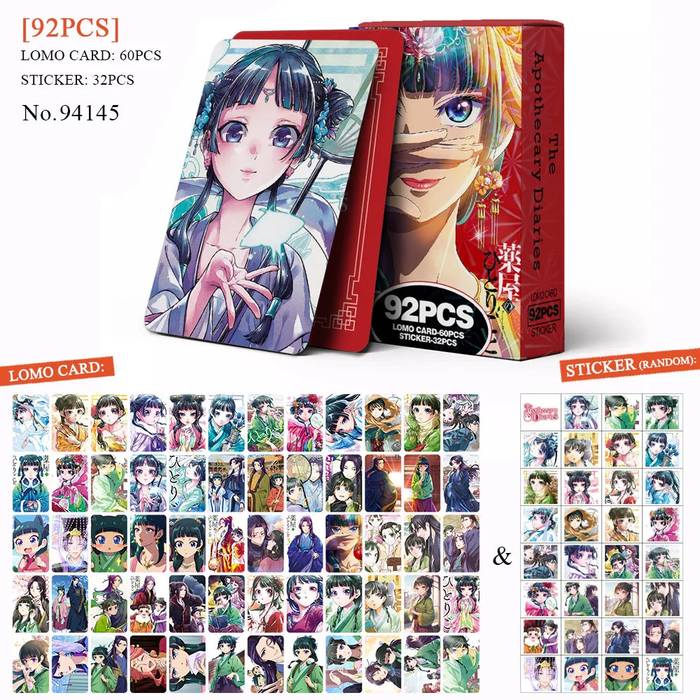 The Apothecary Diaries Anime Stickers & Photo Cards – 92-Piece Double-Sided Color Printed LOMO Collectible Card Set & Gift