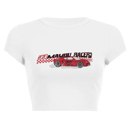 Harajuku Y2K Women’s White Crop Top – Casual Short Loose Summer Tee