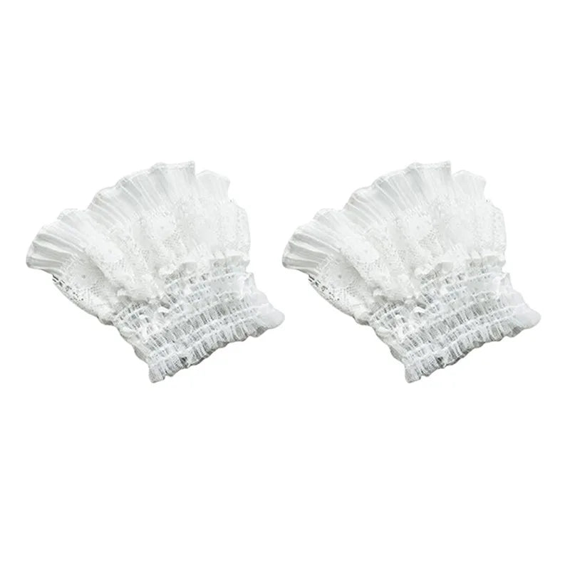 Gothic Lolita Lace Wrist Cuffs - Bowknot Maid Cosplay Accessories for Women & Girls