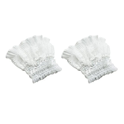 Gothic Lolita Lace Wrist Cuffs - Bowknot Maid Cosplay Accessories for Women & Girls