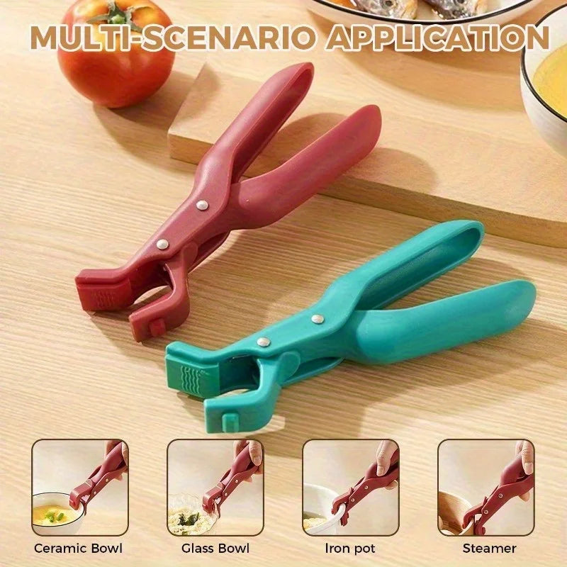 Non-Slip Silicone Pot and Pan Gripper - Heat-Resistant Dish Retriever Tongs for Bowls, Plates, Air Fryers, and Camping