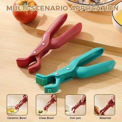 Non-Slip Silicone Pot and Pan Gripper - Heat-Resistant Dish Retriever Tongs for Bowls, Plates, Air Fryers, and Camping