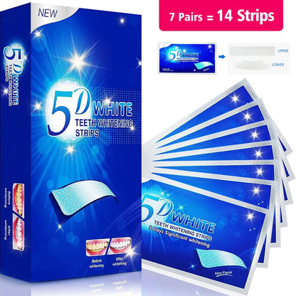 7/14/28-Pair Teeth Whitening Strips - 5D/9D Whitening Treatment with Reduced Sensitivity for a Brighter Smile