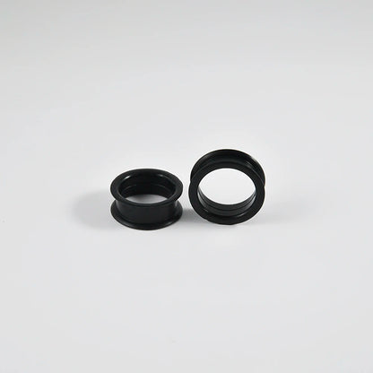 Pair of Supersize Black Silicone Double Flared Ear Tunnel Plugs — Flesh Gauge Expander Stretchers for Piercing