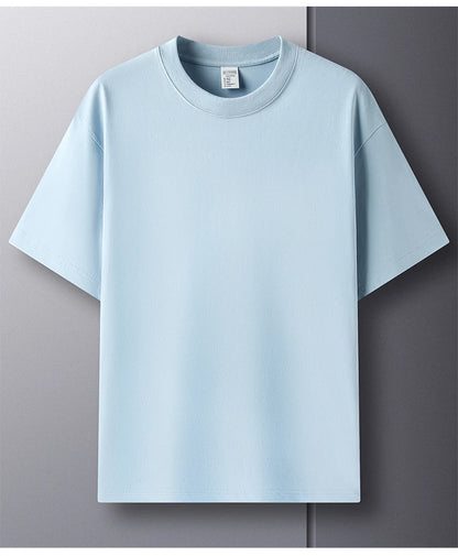 100% Pure Cotton Men’s Summer T-Shirt – High-End Short Sleeve Round Neck Breathable Fashion Top