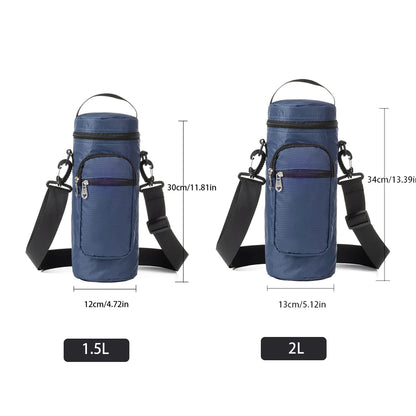 Insulated Water Bottle Storage Bag - 1L/2L Oxford Cloth Cooler Carrier for Summer Travel Hiking & Climbing