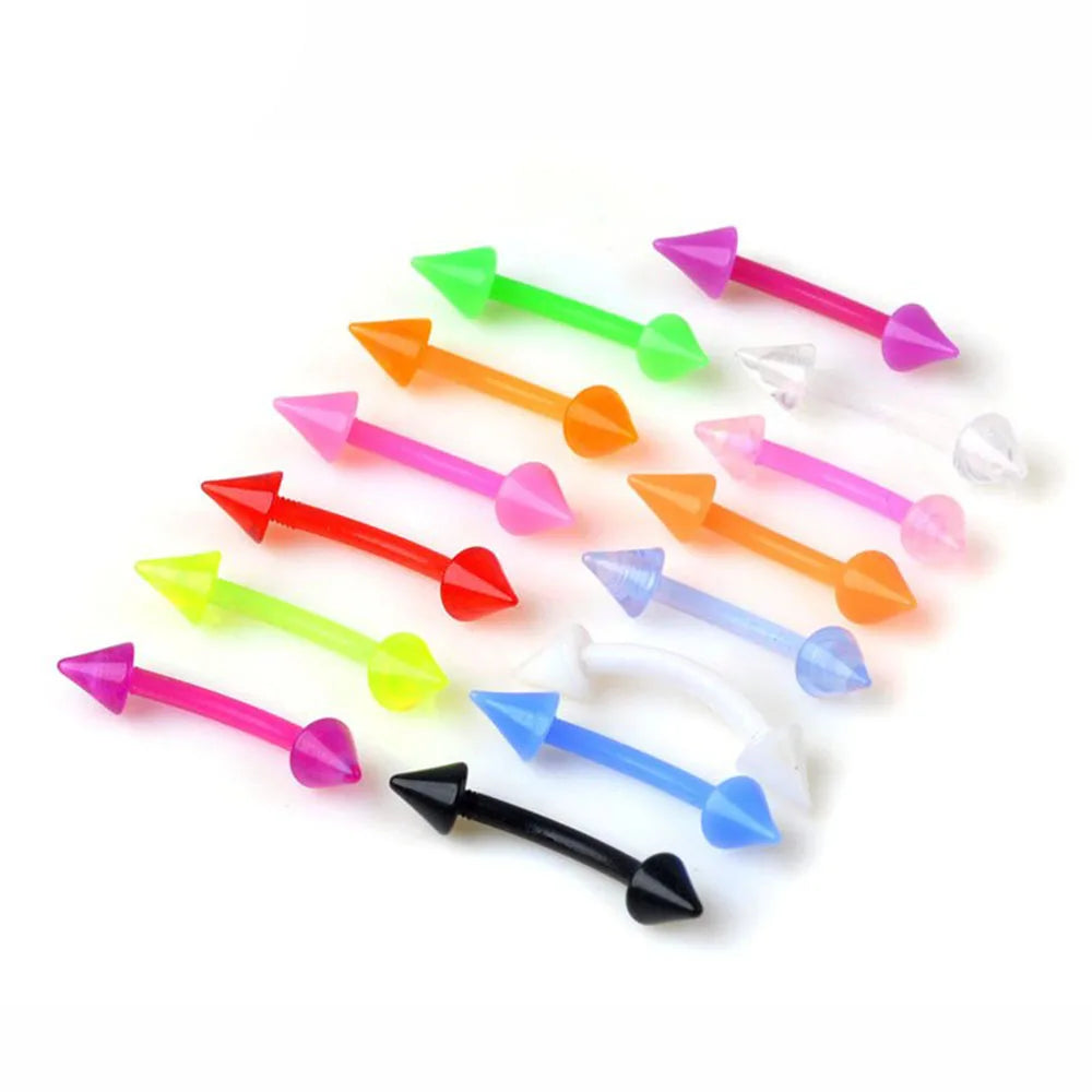 10/60PCS Clear Acrylic Body Jewelry – Transparent Lip, Ear, Nose, Tongue, Eyebrow & Belly Rings