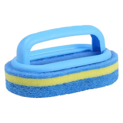 Kitchen and Bathroom Cleaning Brush with Handle – Thick Sponge Scrubber for Tile, Household Stains, and Surface Cleaning