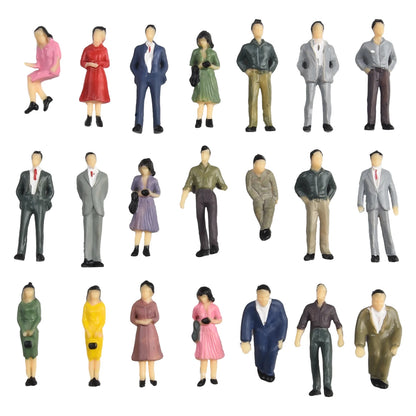 50pcs 1:50 Scale Model People Figures - Painted Plastic Passengers for Train Scenery, DIY Models & Home Decor