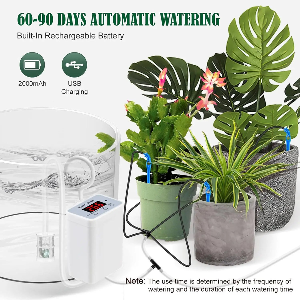 Automatic Plant Watering Pump Kit - 16-Outlet Timer Drip Irrigation System for Home, Garden & Flower Plants