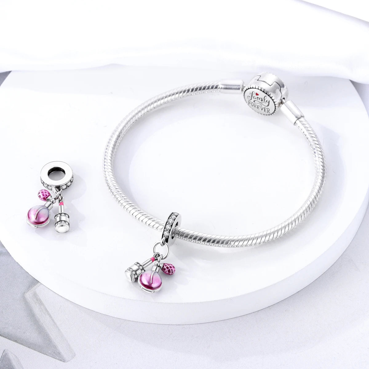 MULA Silver Plated Dangle Charms for Snake Chain Bracelet - DIY Women’s Jewelry Making Gift