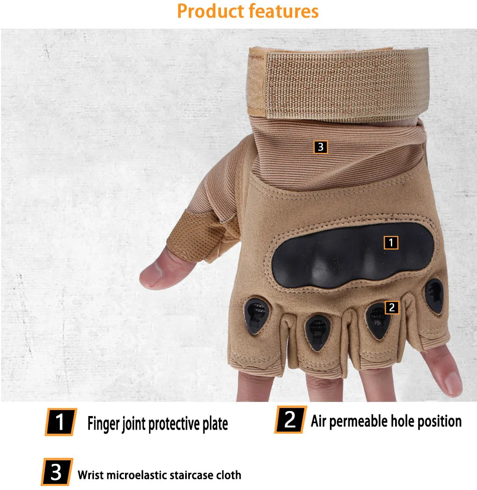 Tactical Hard Knuckle Half Finger Gloves – Men's Combat, Hunting, Shooting & Paintball Duty Fingerless Gloves