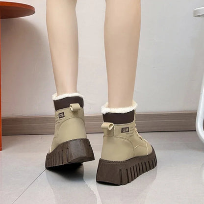 Women’s Platform Snow Boots 2024 – Casual Sports Skateboard Winter Shoes with Fur, Warm Ankle Sneakers