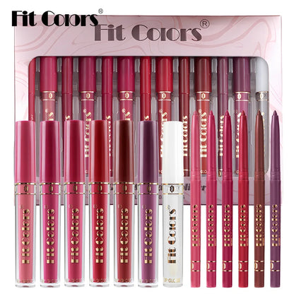 Fit Colors 13pcs Matte Lip Liner Pencil Set – Waterproof, Non-Stick, Long-Lasting Lip Pencil with Case and Hook