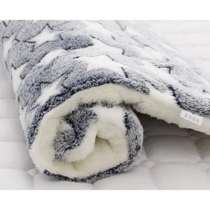 Warm Fleece Pet Sleeping Mat - Soft Thickened Bear Pattern Dog & Cat Bed Blanket Washable Pad