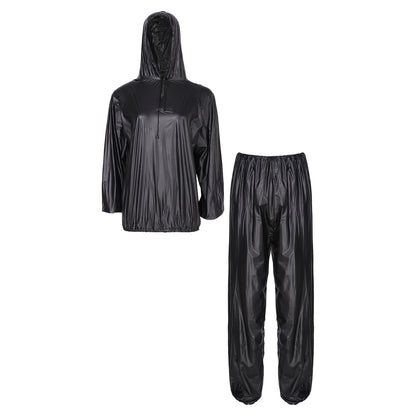 Unisex PVC Sauna Suit — Long Sleeve Top & Elastic Waistband Pants for Men & Women, Slimming Fitness Workout Outfit