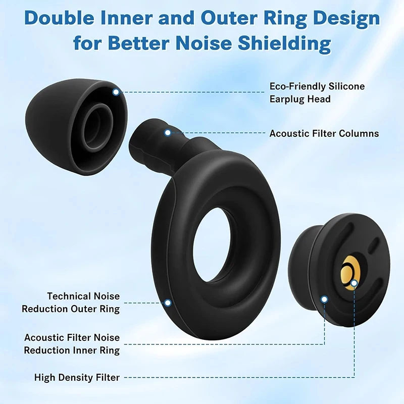 Reusable Silicone Ear Plugs - Noise Reduction, Swimming & Sleeping Ear Protection Set