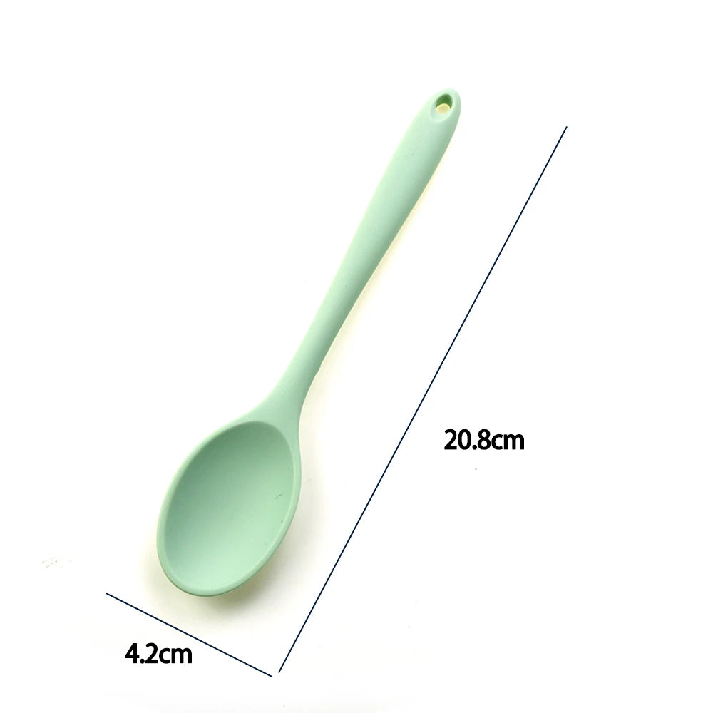 Soft Silicone Cooking Spoon - Long Handle Stirring Ladle for Kitchen Use - Essential Cooking Utensil