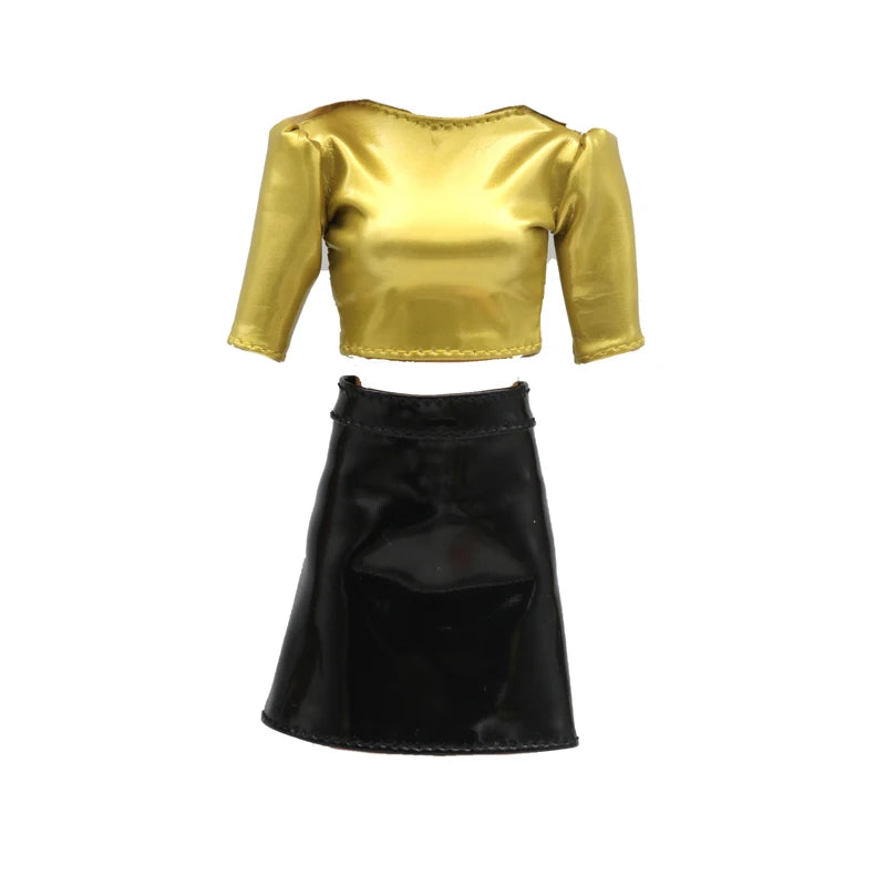 Black & Gold 30cm Doll Clothes Set – Dress & Shoes for 1/6 Barbie Dolls, Christmas Gift for Girls