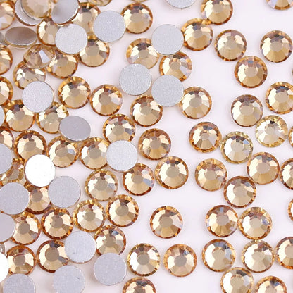 Glass Crystal Flatback Rhinestones SS6–SS30 Set – 7 Sizes Non-Hotfix Round Nail Art Beads for DIY Crafts & Decoration