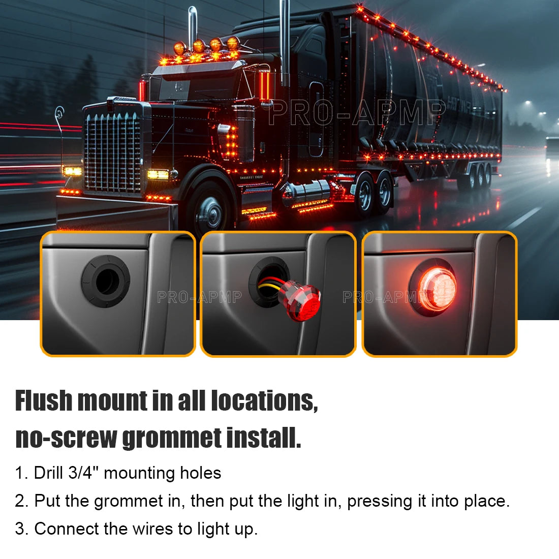 10PCS Strobe LED Side Marker Lights – 12-24V Clearance Indicator for Cars, Trucks, Trailers & RVs
