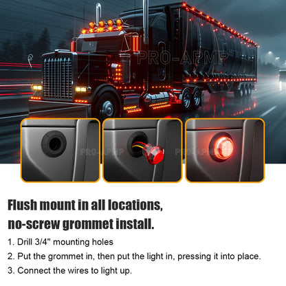 10PCS Strobe LED Side Marker Lights – 12-24V Clearance Indicator for Cars, Trucks, Trailers & RVs