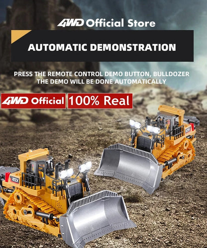 4WD RC Excavator Alloy Dump Truck Bulldozer | Remote Control Construction Vehicle Toy for Kids