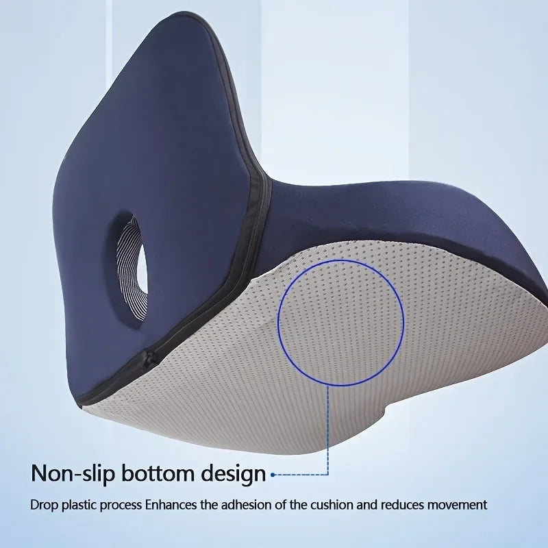 Memory Foam Seat Cushion & Back Support Pillow Set — Orthopedic Ergonomic Coccyx, Hip, and Lumbar Relief for Office Chair & Car