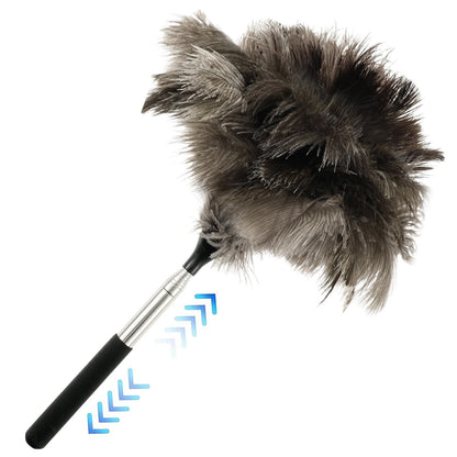 Extendable Ostrich Feather Duster – Long Stainless Steel Handle for Household Furniture Dust Cleaning