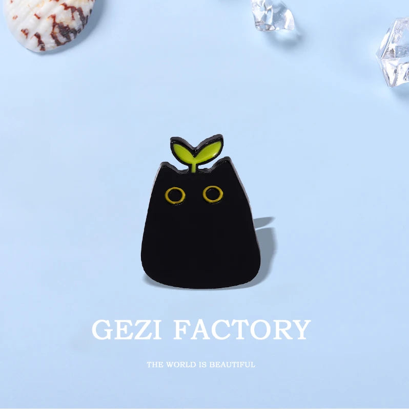 Cute Black Cat Enamel Pin – Cartoon Animal Metal Brooch Badge Jewelry Gift for Kids Punk Style