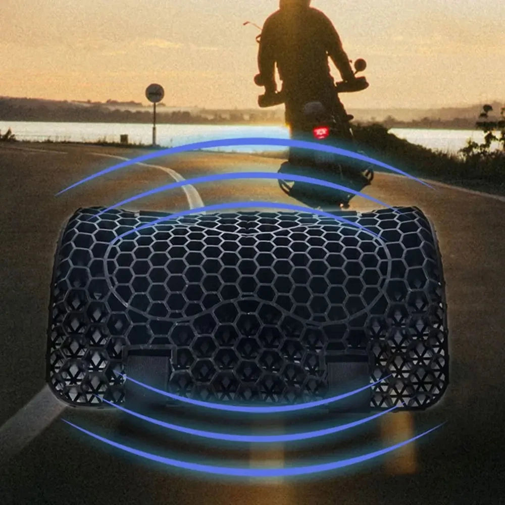 Pressure Relief Gel Honeycomb Motorcycle Seat Cushion — Anti-Slip, Comfortable Universal Seat Cover Accessory