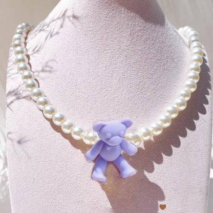 Luxury Pearl Necklace for Women - Adjustable Square Chunky Resin Statement Jewelry