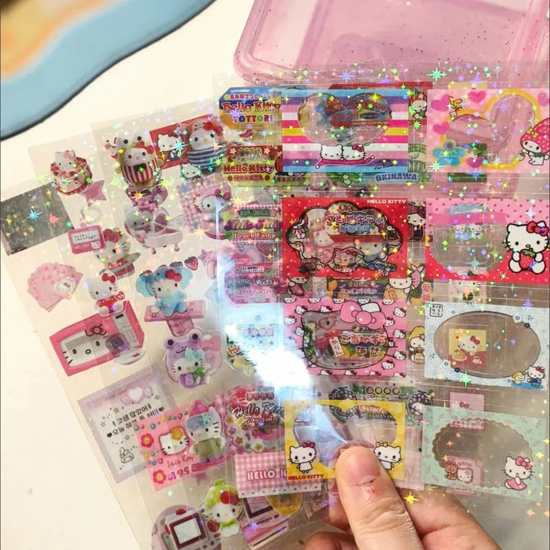 5Pcs Rilakkuma Cutting Stickers – Cute Bear & Hello Kitty Cartoon DIY Stickers for High-Quality Material & Crafts