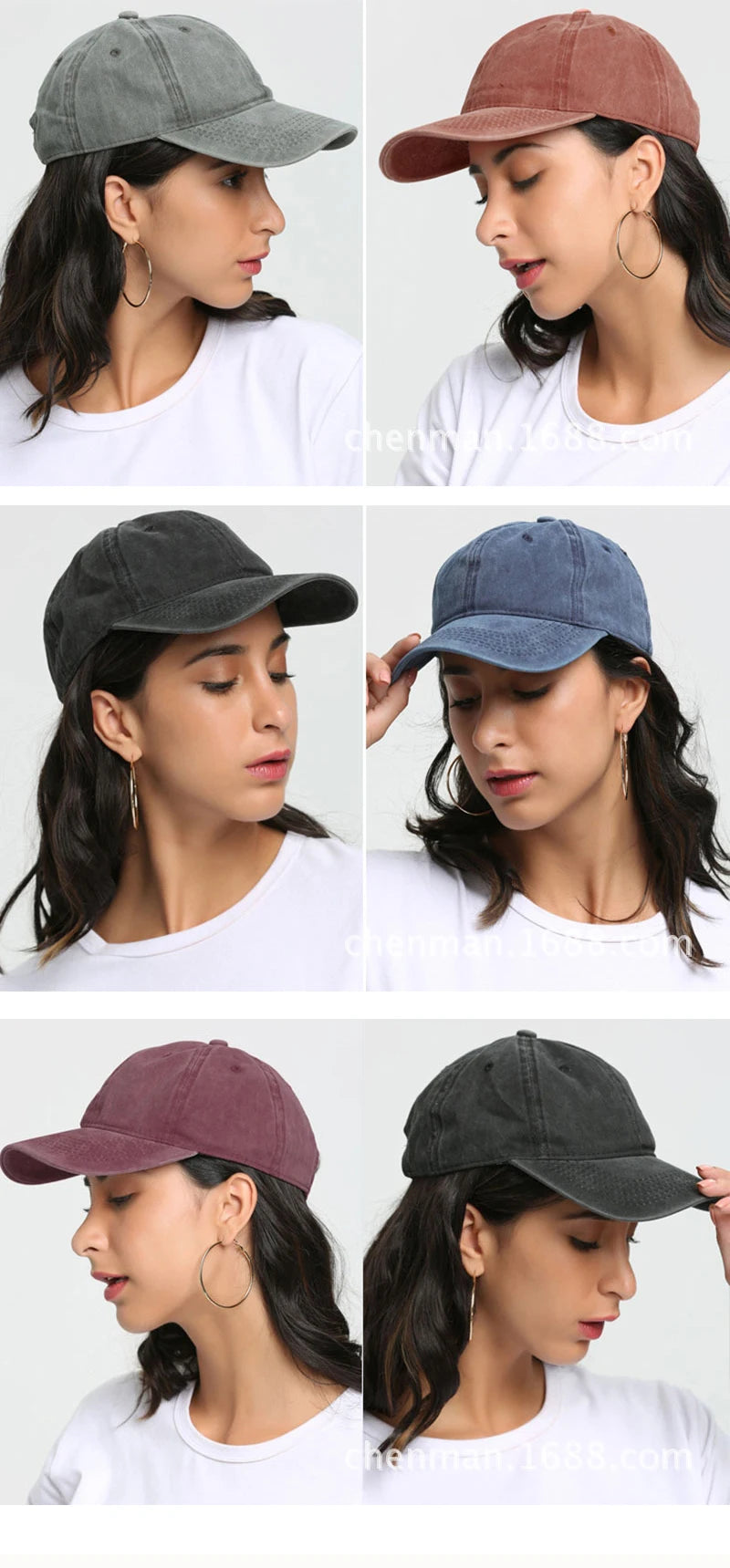 Baseball Snapback Cap – Pure Color Cowboy Hat, Water-Washed Hip Hop Fitted Cap for Men & Women, Spring & Autumn