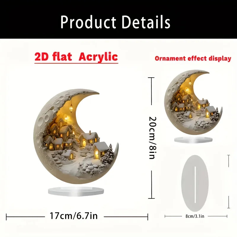 Christmas Moonhouse DIY Ornament - 2D Acrylic Xmas Tree Desktop Decoration, Merry Christmas & New Year 2026 Gift