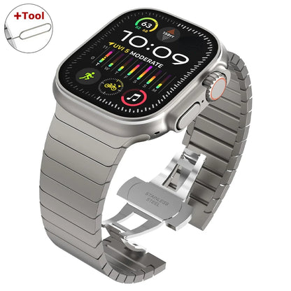 Ultra 3/2 Titanium & Stainless Steel Luxury Bracelet for Apple Watch — Fits Ultra 49/45/44/42mm & Series 11/10/9/46/41mm