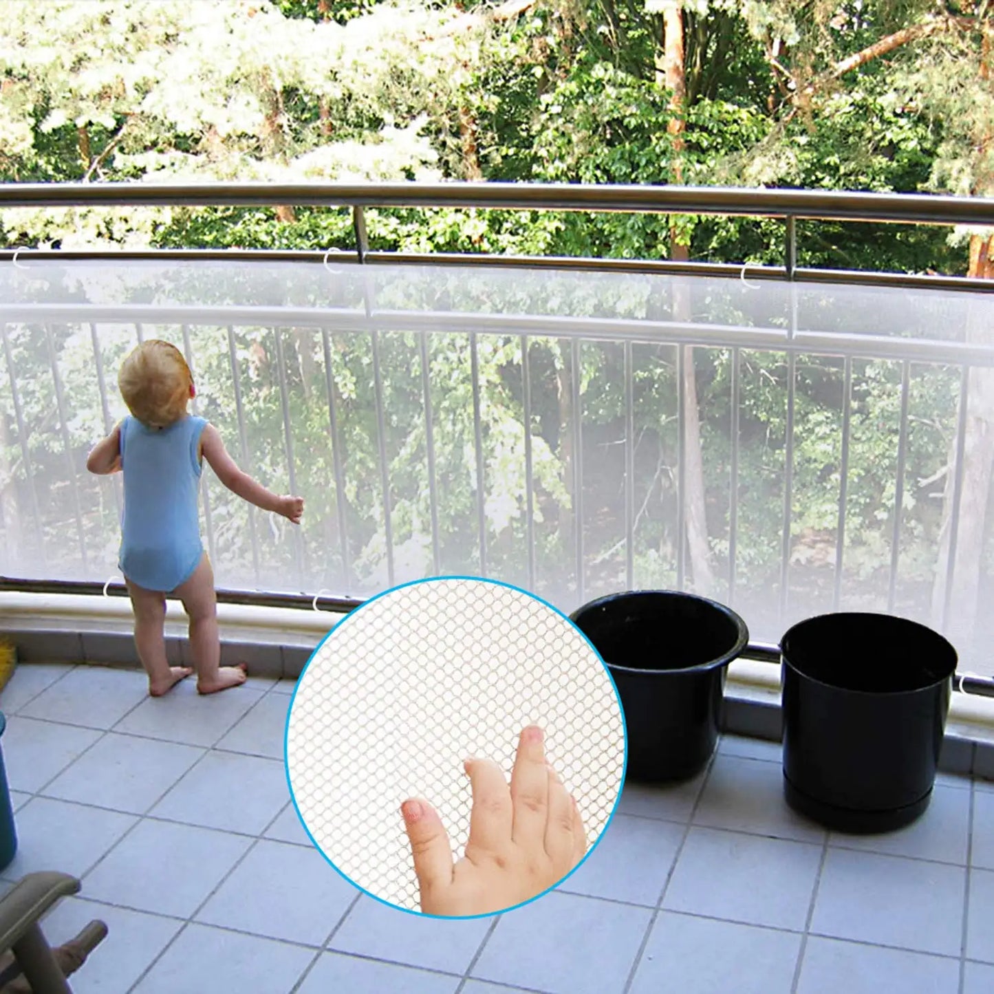 Child Safety Net for Stairs and Balconies - Durable, Multipurpose Fine Mesh Guard for Bannister and Deck Protection