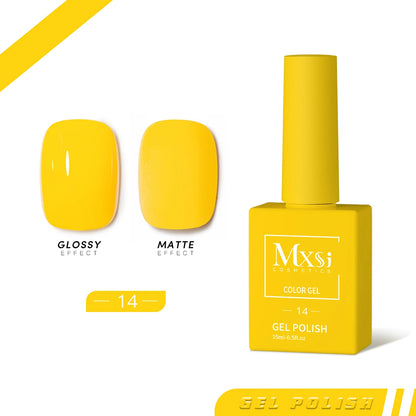 Mxsi 15ml Gel Nail Polish - Neon Brown, Royal Blue, Red, Green & Nude UV Gel Lacquer Colors for Nail Art