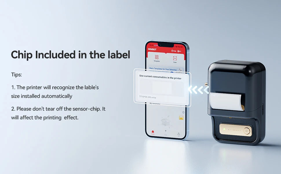 Niimbot B21/B1/B203 Mini Bluetooth Thermal Printer – Waterproof Oil-Resistant Label Maker with Adhesive Sticker Paper for Office Use