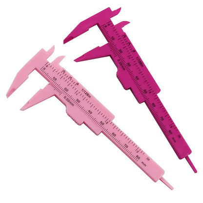 Rose Pink 0-80mm Double Scale Sliding Gauge - Permanent Makeup & Tattoo Measuring Tool for Eyebrow and Lip Lines