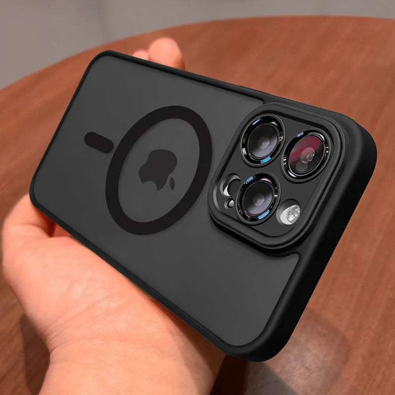 Luxury Matte Armor Case for MagSafe - Magnetic Wireless Charging, Shockproof Hard Cover for iPhone 11-16 Pro Max Plus